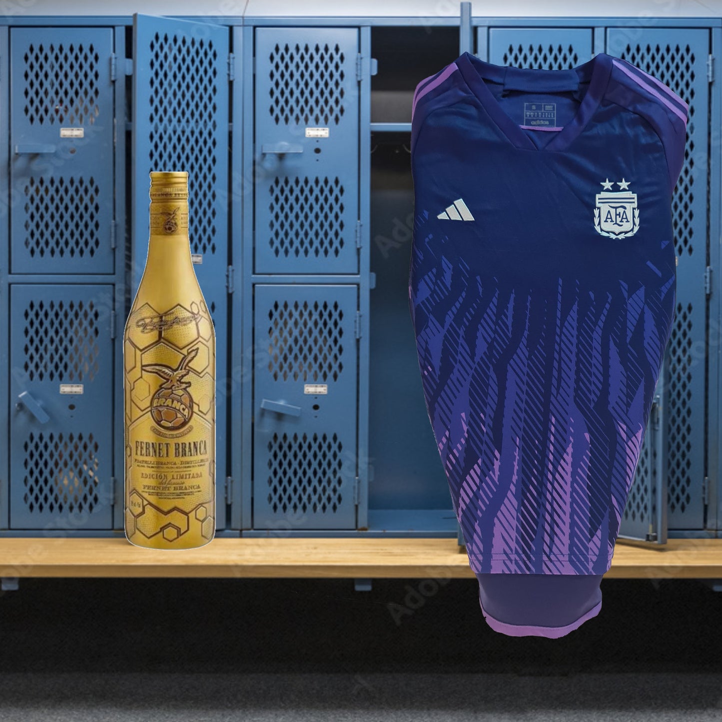 Qatar 2022 - Argentina Jersey & Fernet Branca (750 ml)